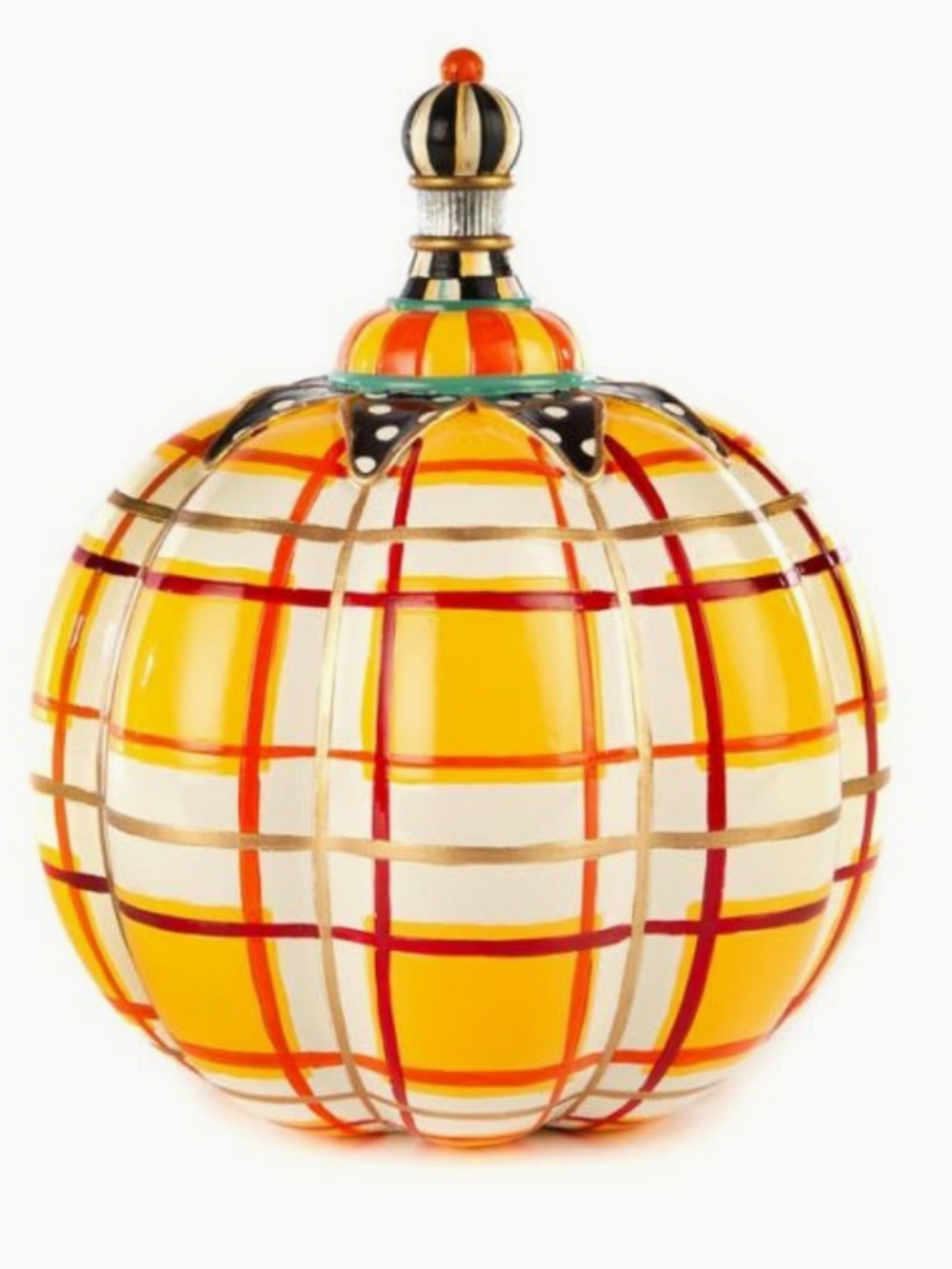 MacKenzie-Childs Tartan Spice Pumpkin. Butterscotch Plaid. RARE!  Like NEW!